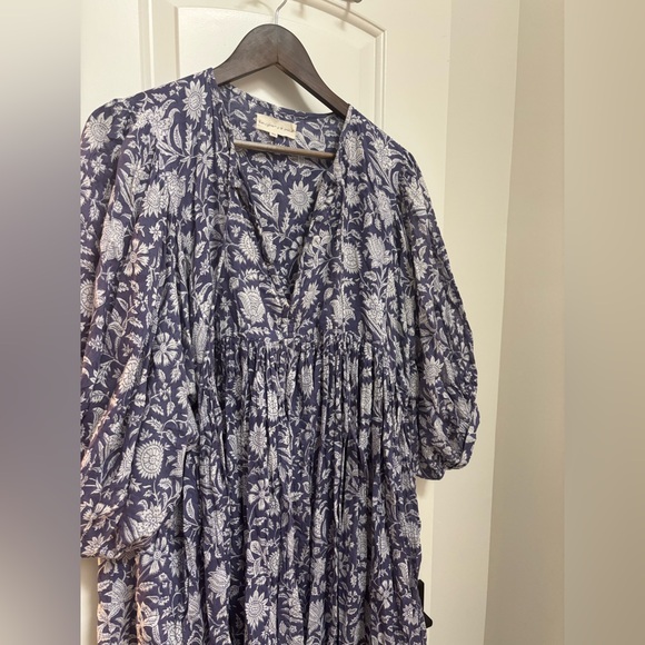 Daughters of India Kyra midi Blue Iris Floral Long Sleeve XL - Picture 6 of 7